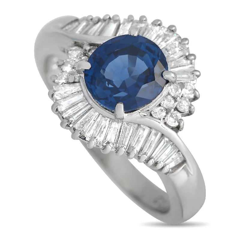 vintage rings for special occasion proposals -LB Exclusive Platinum 0.78ct Diamond and Sapphire Ring MF07-121923