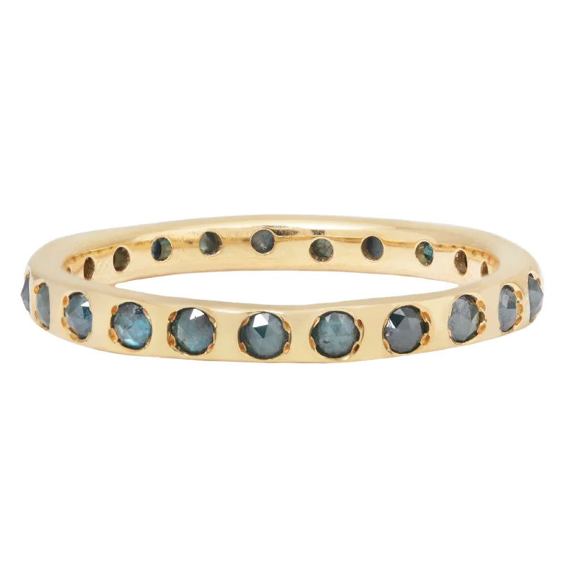 trendy rings with multiple stones -Green Diamond Eternity Band