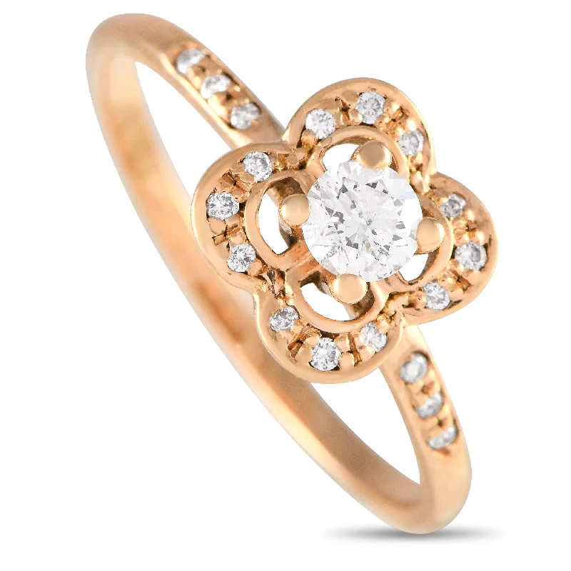 wedding bands for couples -Mauboussin 18K Rose Gold Diamond Quatrefoil Ring MB35-051524