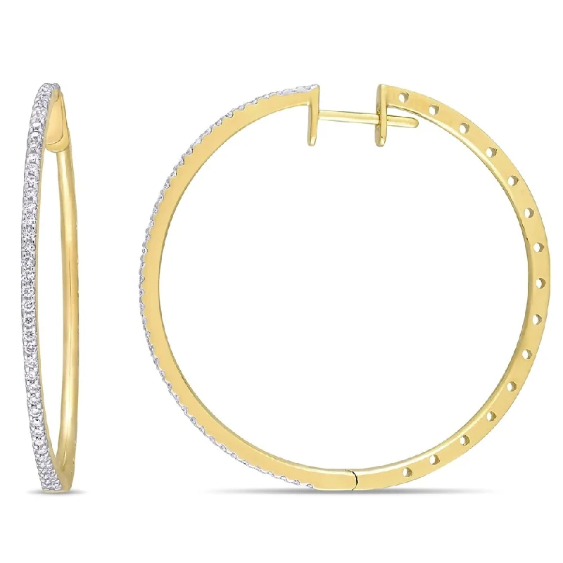 elegant pearl earrings for brides-Miadora 10k Yellow Gold 1/2ct TDW Diamond Hoop Earrings