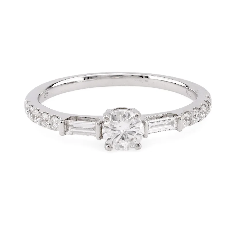 vintage-inspired wedding bands for couples -Modern Diamond 18K White Gold Engagement Ring