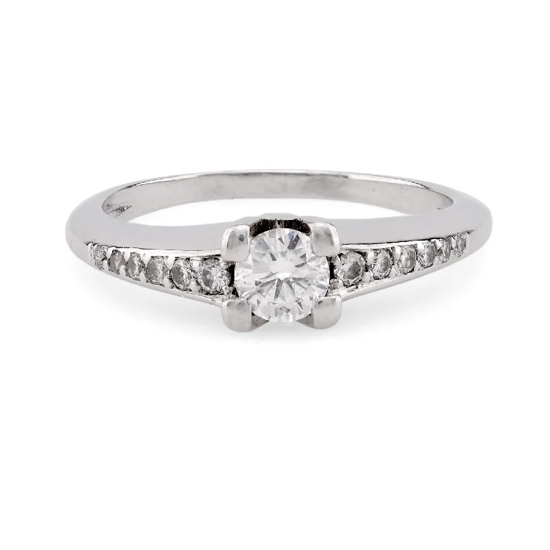 trendy engagement rings for modern brides -Modern French Diamond Platinum Engagement Ring