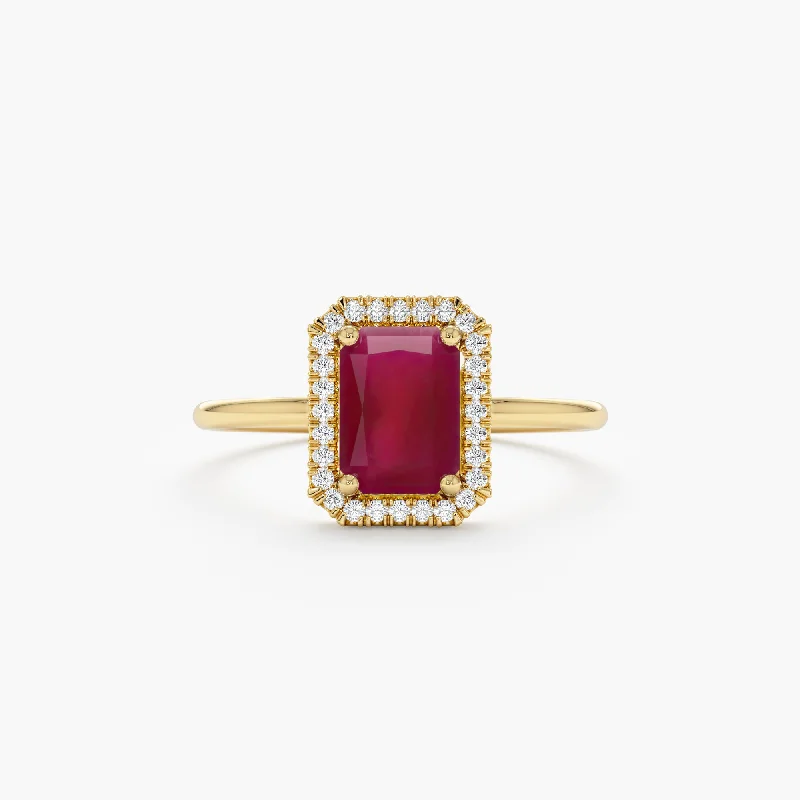 cubic zirconia rings for engagement -Natural Ruby and Diamond Engagement Ring, Juliet