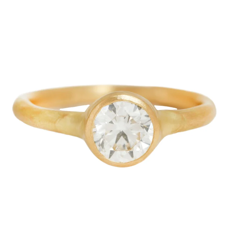 elegant wedding rings for women -Organic Band White Diamond Solitaire