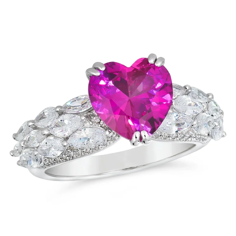 colorful gemstone rings for stylish women -Pink Sapphire Heart Ring