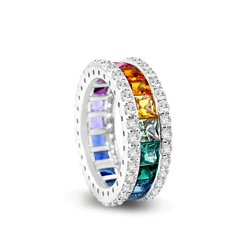 vintage rings for men with intricate designs -Rainbow Sapphire Eternity Ring