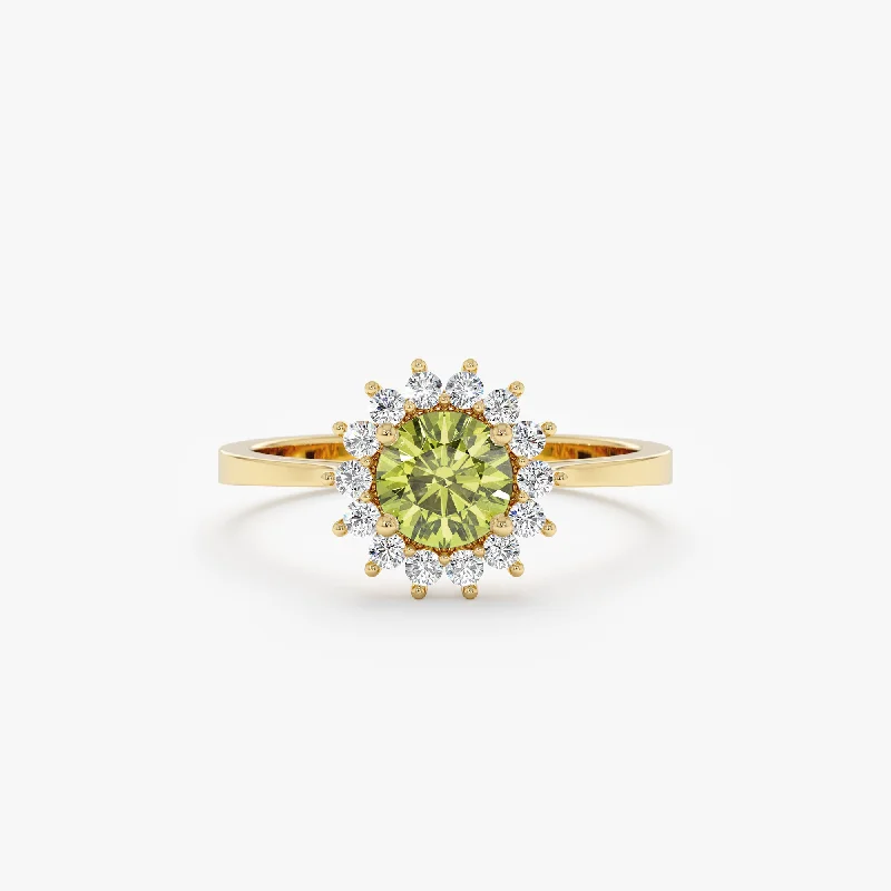 minimalist gold wedding bands for simplicity -Round Peridot Engagement Ring, Jada