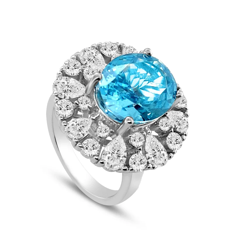 vintage-style rings for modern brides -Skya Aquamarine Ring by Kathy Hilton