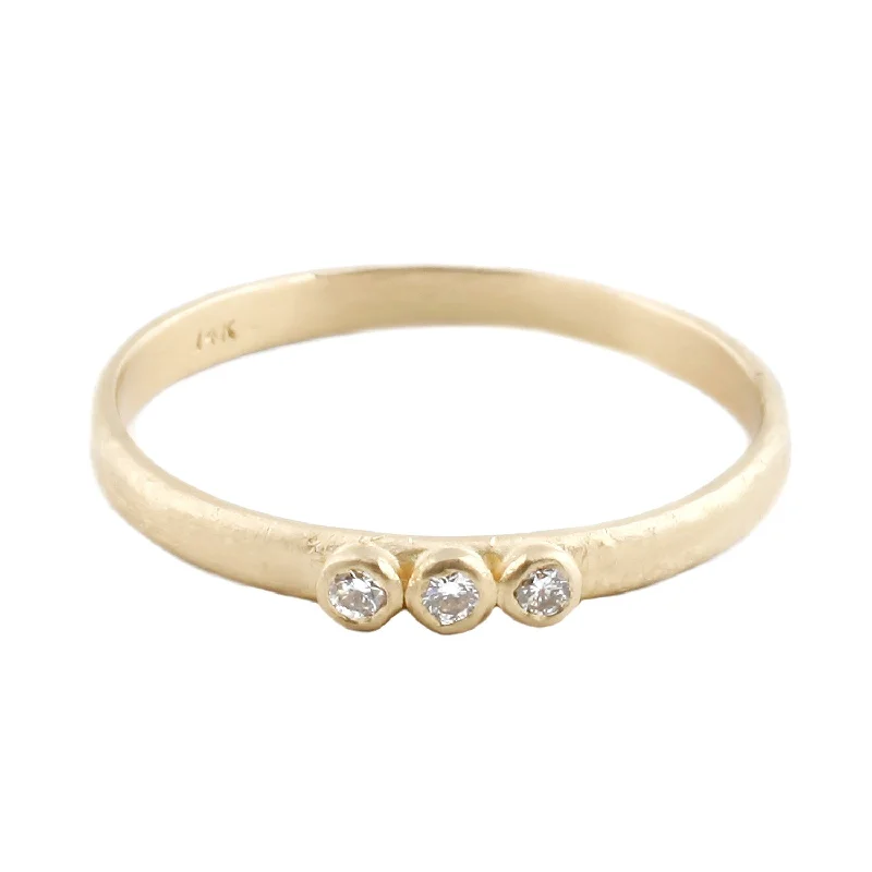 platinum rings for elegant weddings -Gold Three Diamond Ring