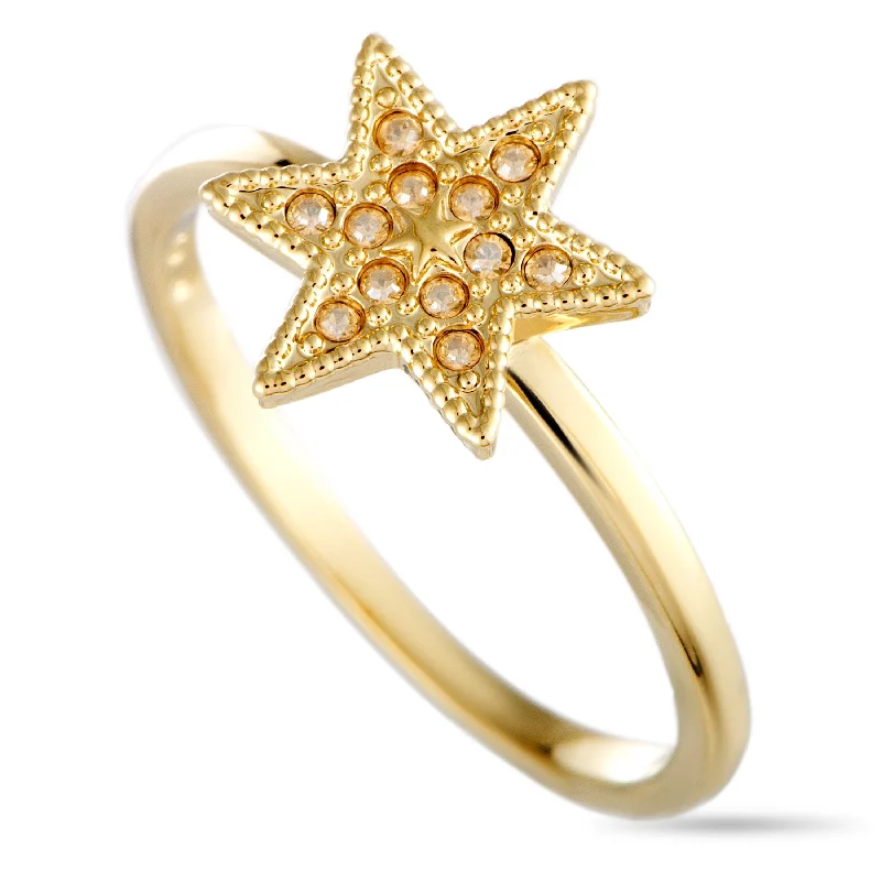 classic gold rings for engagements and weddings -Swarovski Field Yellow Gold-Plated Crystal Star Ring