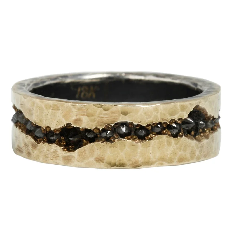 dainty rings for everyday wear -Black Diamond Fissure Eternity