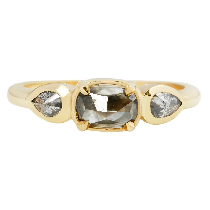 yellow gold wedding bands for women -Three Moons Diamond Ring