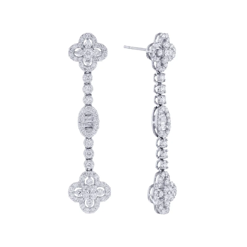 elegant art deco earrings for formal events-Trefoil Diamond Drop Earrings