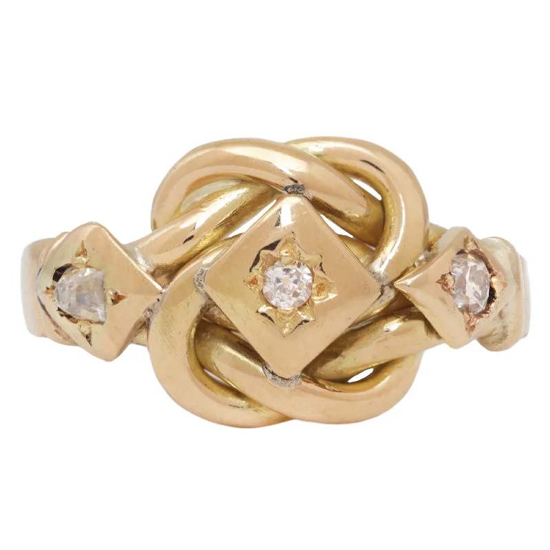 affordable gemstone engagement rings -Trio Diamond Knot Ring