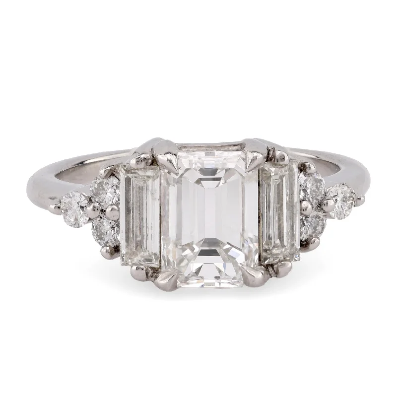 engagement rings for women with vintage style -Vintage GIA 1.51 Carat Emerald Cut Diamond Platinum Engagement Ring