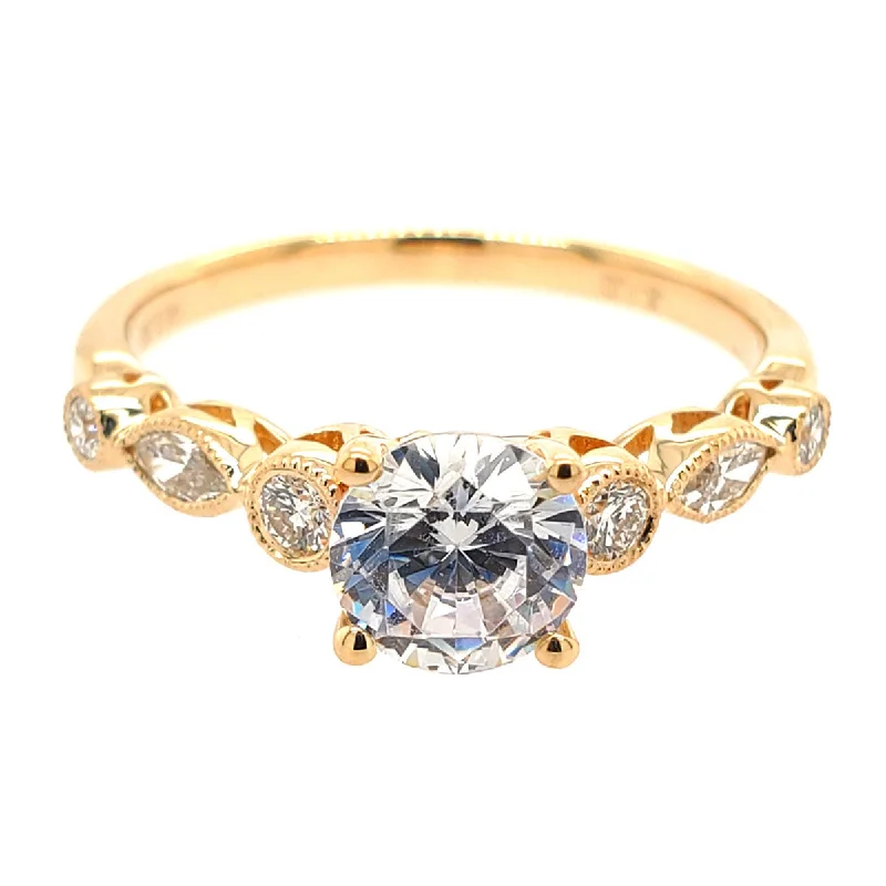 minimalist rings for women with diamonds -Vintage-Inspired Engagement Ring Setting in Yellow Gold