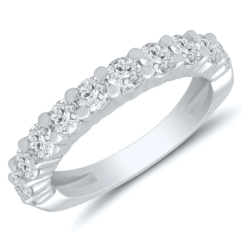 promise rings for teenage couples -White gold diamond anniversary band, 1.0ctw