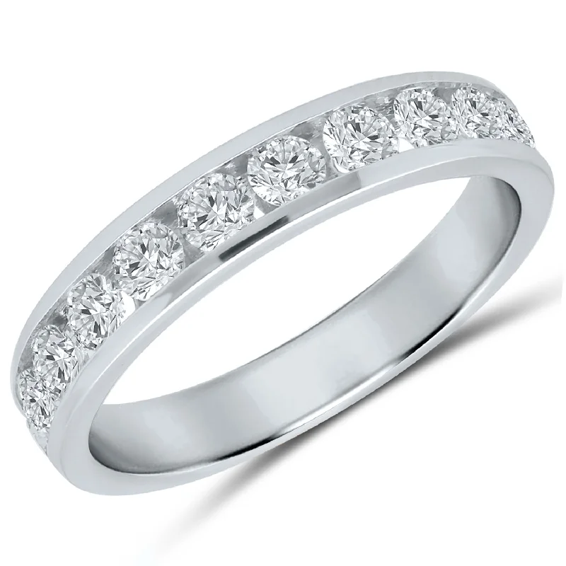 cheap wedding rings under $500 -White gold diamond channel-set anniversary band, 1.0ctw