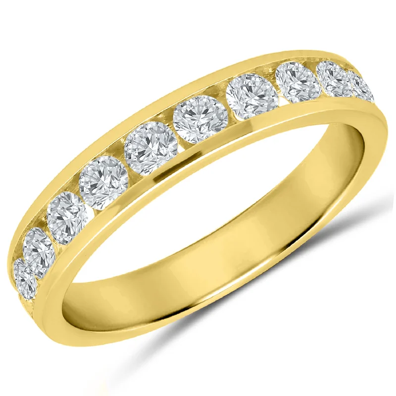 luxury engagement rings for celebrities -Yellow gold diamond channel-set anniversary band, 1.0ctw