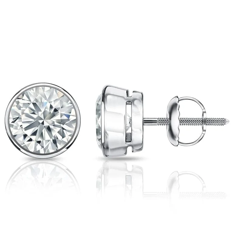 sparkling cubic zirconia earrings-Auriya 14k Gold Certified 2.70 ct. TDW Bezel Set Round Diamond Stud Earrings