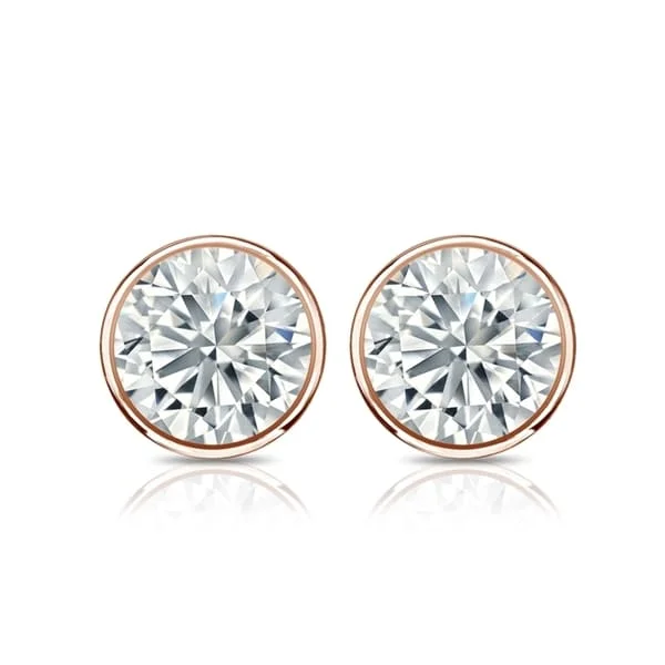 timeless pearl drop earrings-Auriya 14k Gold GIA Certified 1.50 carat TDW Bezel Set Round Diamond Stud Earrings