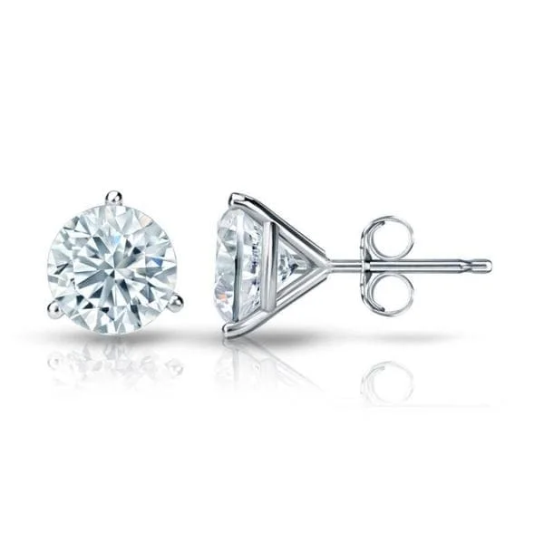 luxurious diamond stud earrings-Auriya 14k Gold GIA Certified 3.00 carat TDW 3-Prong Martini Round Diamond Stud Earrings