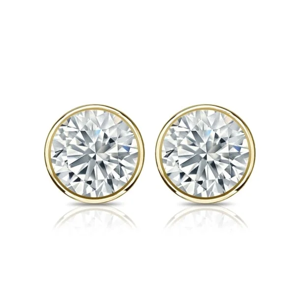 colorful beaded earrings for a unique style-Auriya 14k Gold GIA Certified 3.50 carat TDW Bezel Set Round Diamond Stud Earrings