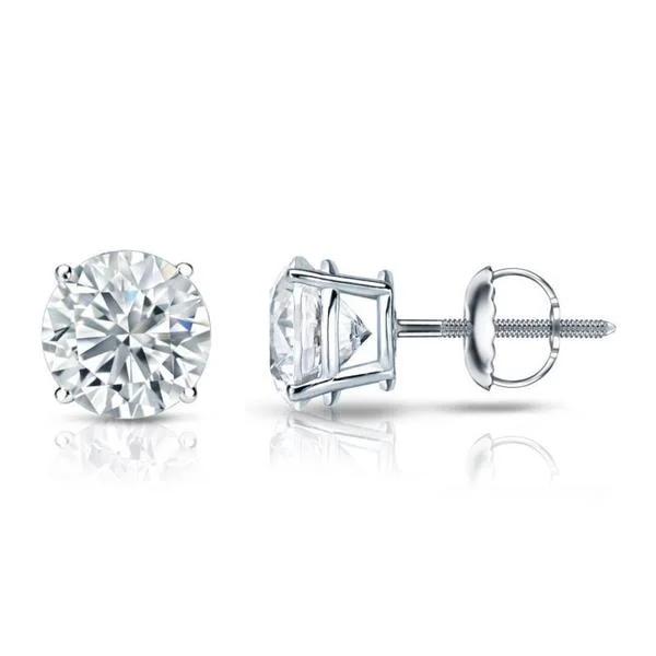 simple cubic zirconia stud earrings-Auriya 14k Gold GIA Certified 4.00 ct. TDW Round Diamond Stud Earrings