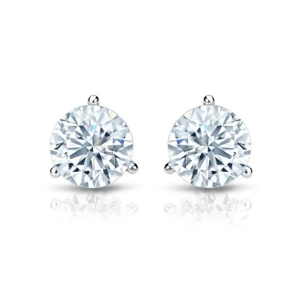 affordable silver earrings for everyday wear-Auriya 18k Gold GIA Certified 2.00 carat TDW 3-Prong Martini Round Diamond Stud Earrings