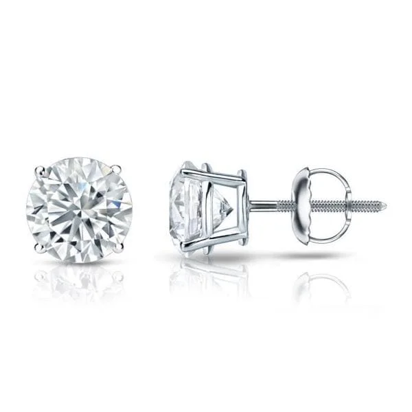 vintage-inspired stud earrings-Auriya 18k Gold GIA Certified 2.00 carat TW Round Diamond Stud Earrings