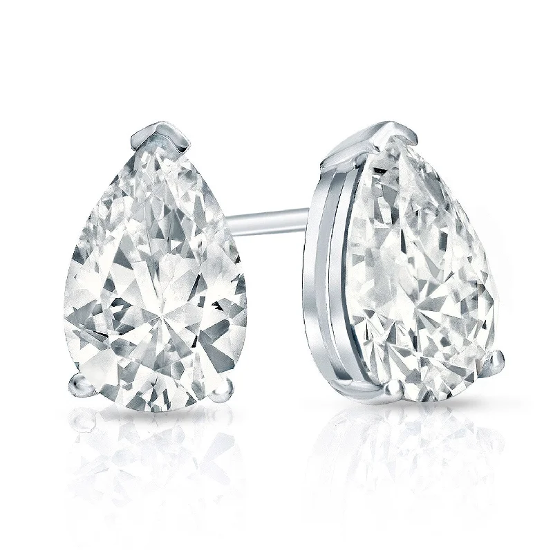 luxurious diamond teardrop earrings-Auriya Plat Gold Lab Grown 6.00 carat TDW Pear Diamond Stud Earrings V-End Prong Push-back