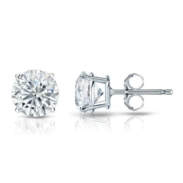 luxurious pearl and diamond earrings-Auriya Platinum Certified 3 1/5 carat TDW Round Diamond Stud Earrings