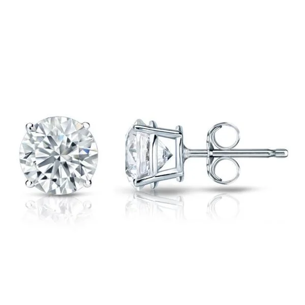 natural stone earrings for boho style-Auriya Platinum GIA Certified 2.70-Carat TDW Round Diamond Stud Earrings