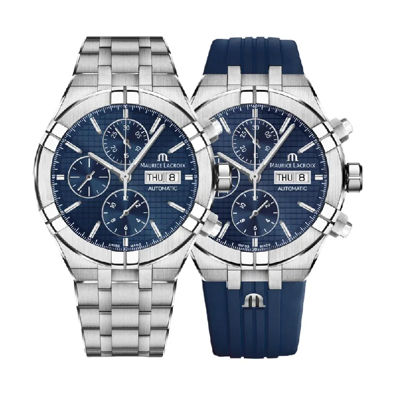 wristwatches for men with tactical design -Aikon Automatic Chronograph 44 mm - Blue