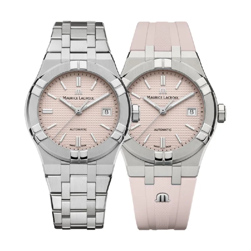 women’s minimalist watches with thin band -Aikon Automatic Limited Summer Edition 39 mm - Pink