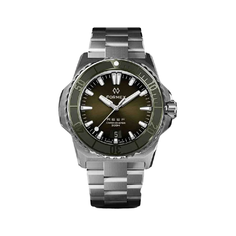 stylish wristwatches for men -Baby REEF Automatic Chronometer COSC 300M Green Dial, 39.5 mm