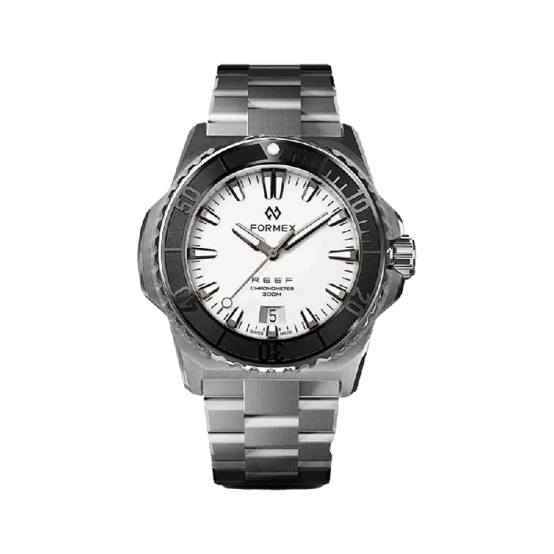 titanium watches for men -Baby REEF Automatic Chronometer COSC 300M White Dial, 39.5 mm