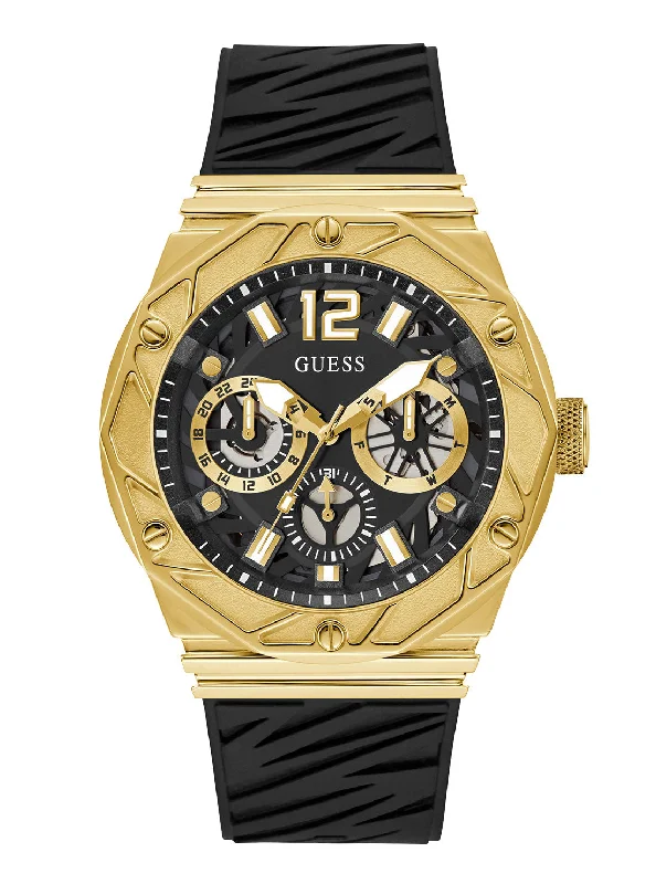 classic watches for men -Black Gold Rival Silicone Watch