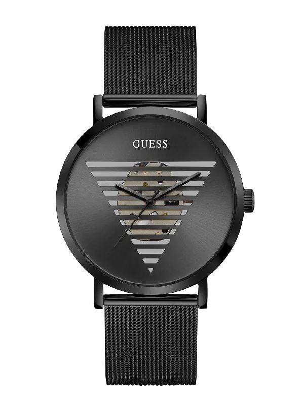 titanium watches for men -Black Idol Logo Mesh Watch