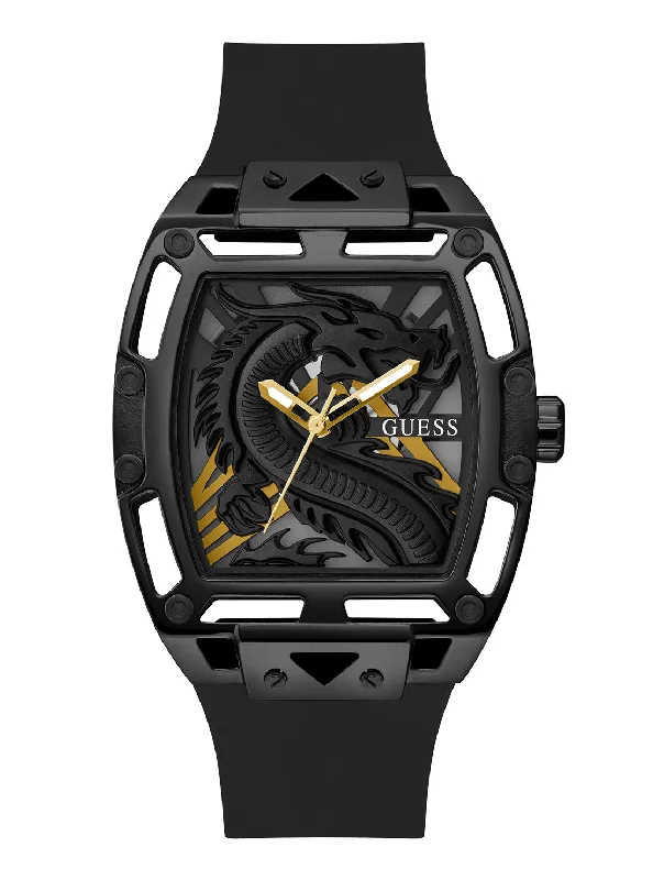 womens watches for casual wear -Black Legend Silicone Dragon Watch