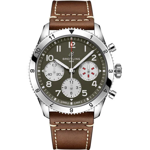 best smartwatches with fitness features -Breitling Classic Avi Chronograph Curtiss Warhawk Green Dial Men 42mm