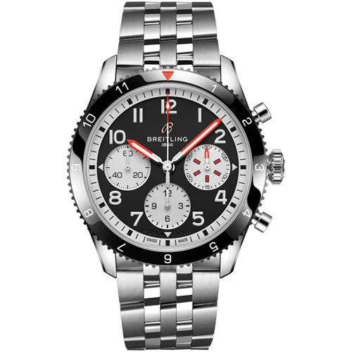 womens fashion watches with large faces -Breitling Classic Avi Chronograph Mosquito Black Dial Men 42mm