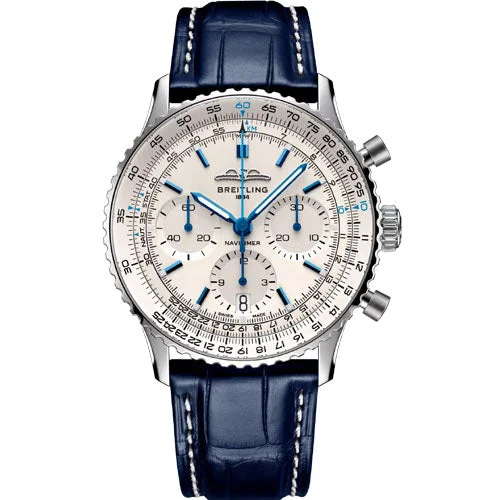 mens classic wristwatches with roman numerals -Breitling Navitimer B01 Chronograph white Dial Men 41mm