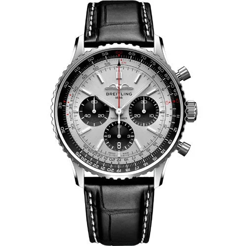 womens watches with diamond bezel -Breitling Navitimer B01 Chronograph white Dial Men 43mm