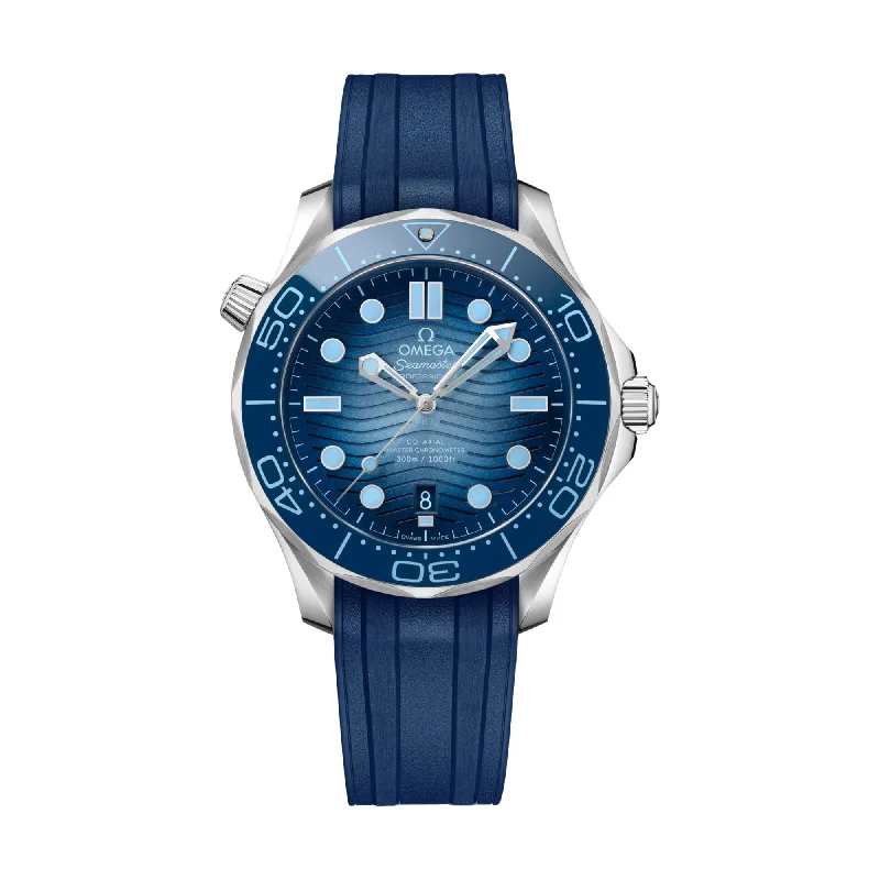 watches for women with diamond accents -Seamaster Diver 300M Co-Axial Master Chronometer 42 mm - Summer Blue on Strap