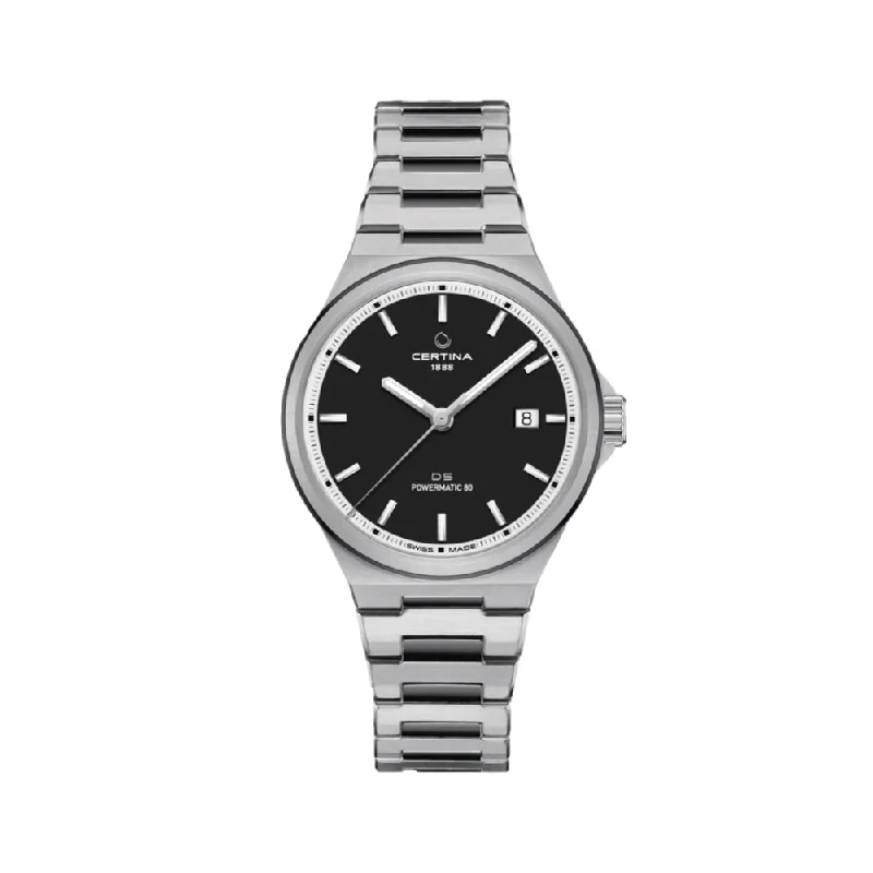 black leather watches for women -DS-7 Powermatic 80 Black Dial, 39 mm