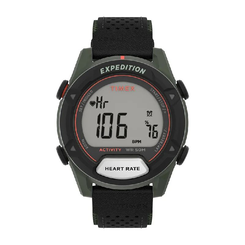 smartwatch for women with heart rate monitor -Expedition Rugged Digital 43mm Leather Band