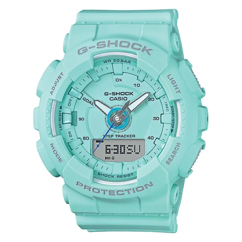 smartwatches with GPS for outdoor activities -Casio G-Shock S Series For Women Step Tracker Blue Green Resin Band Watch GMAS130-2A GMA-S130-2A