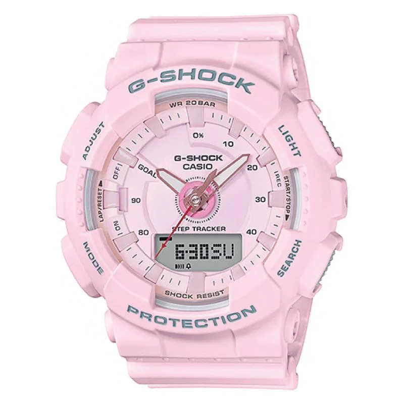 best fitness watches for runners -Casio G-Shock S Series For Women Step Tracker Light Pink Resin Band Watch GMAS130-4A GMA-S130-4A