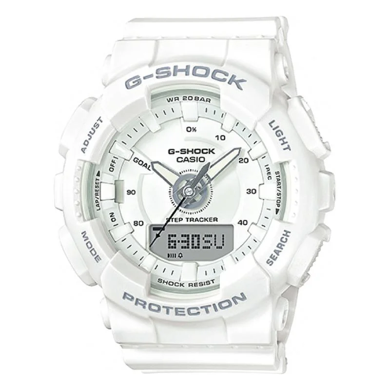 watches for sports and outdoor activities -Casio G-Shock S Series For Women Step Tracker White Resin Band Watch GMAS130-7A GMA-S130-7A